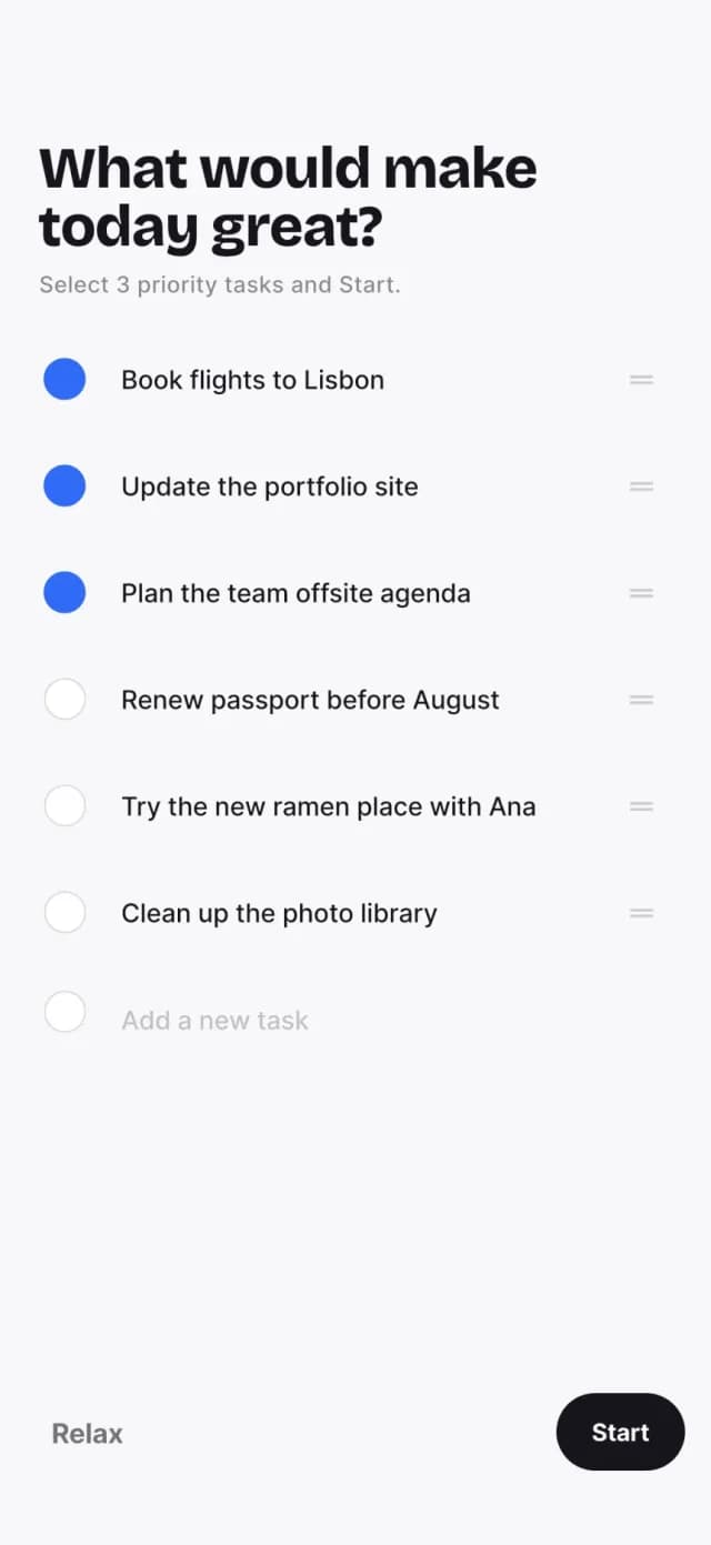 Planning the day: picking three from the backlog