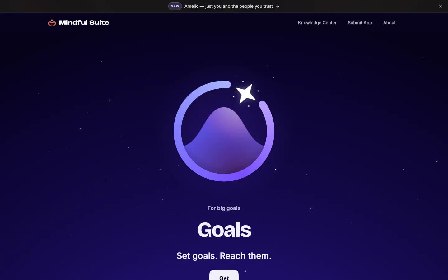 The Goals page on mindfulsuite.com